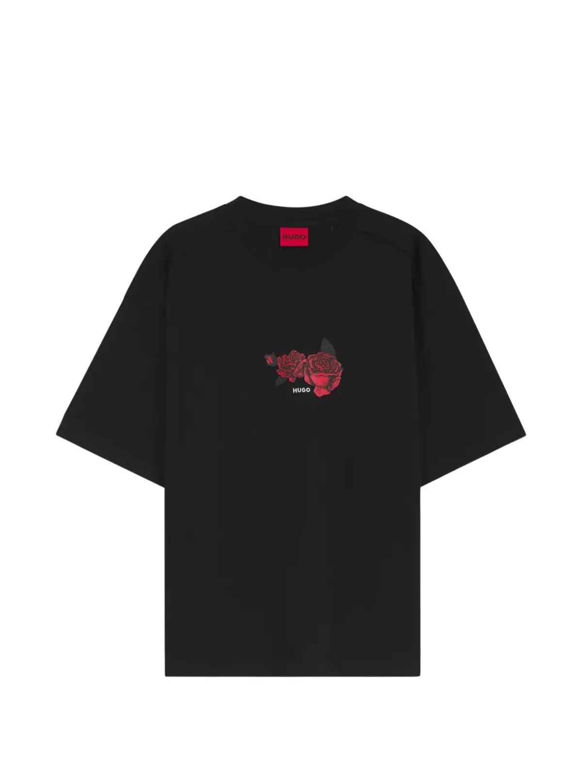 HUGO 花柄プリントTシャツ ブラック - 画像1