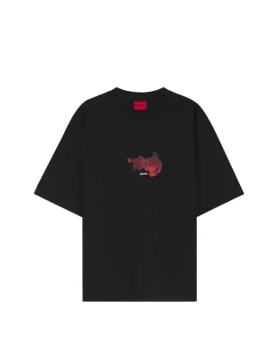 HUGO 花柄プリントTシャツ ブラック - サムネイル1