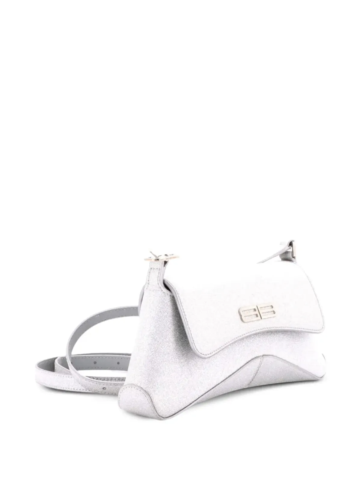 Balenciaga Vintage XX Flap Street Shoulder Bag Glitter Leather Small hobo bag - Silver - 画像3