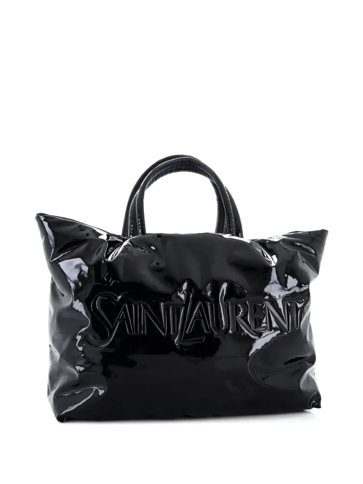 Saint Laurent Pre-Owned ロゴ入りパテントレザー マキシ トートバッグ - 画像3