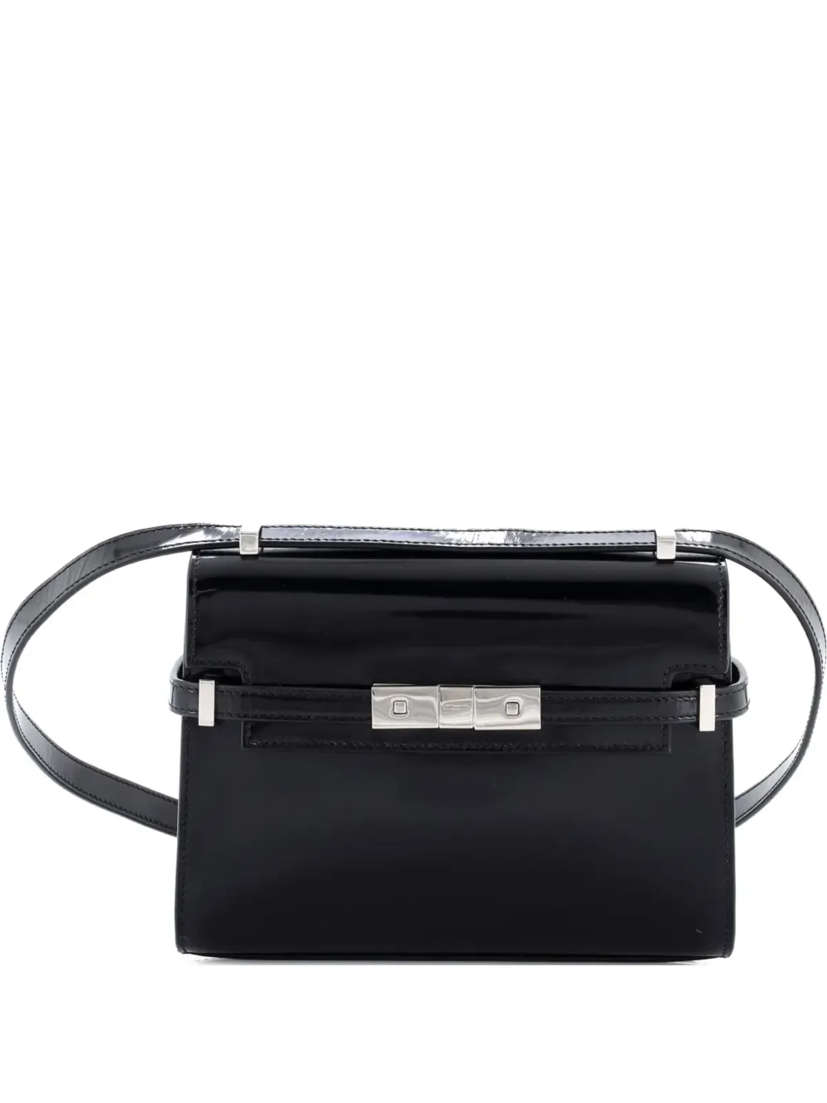 Saint Laurent ビンテージ マンハッタン ショルダーバッグ レザー ミニ クロスボディバッグ ブラック - 画像1