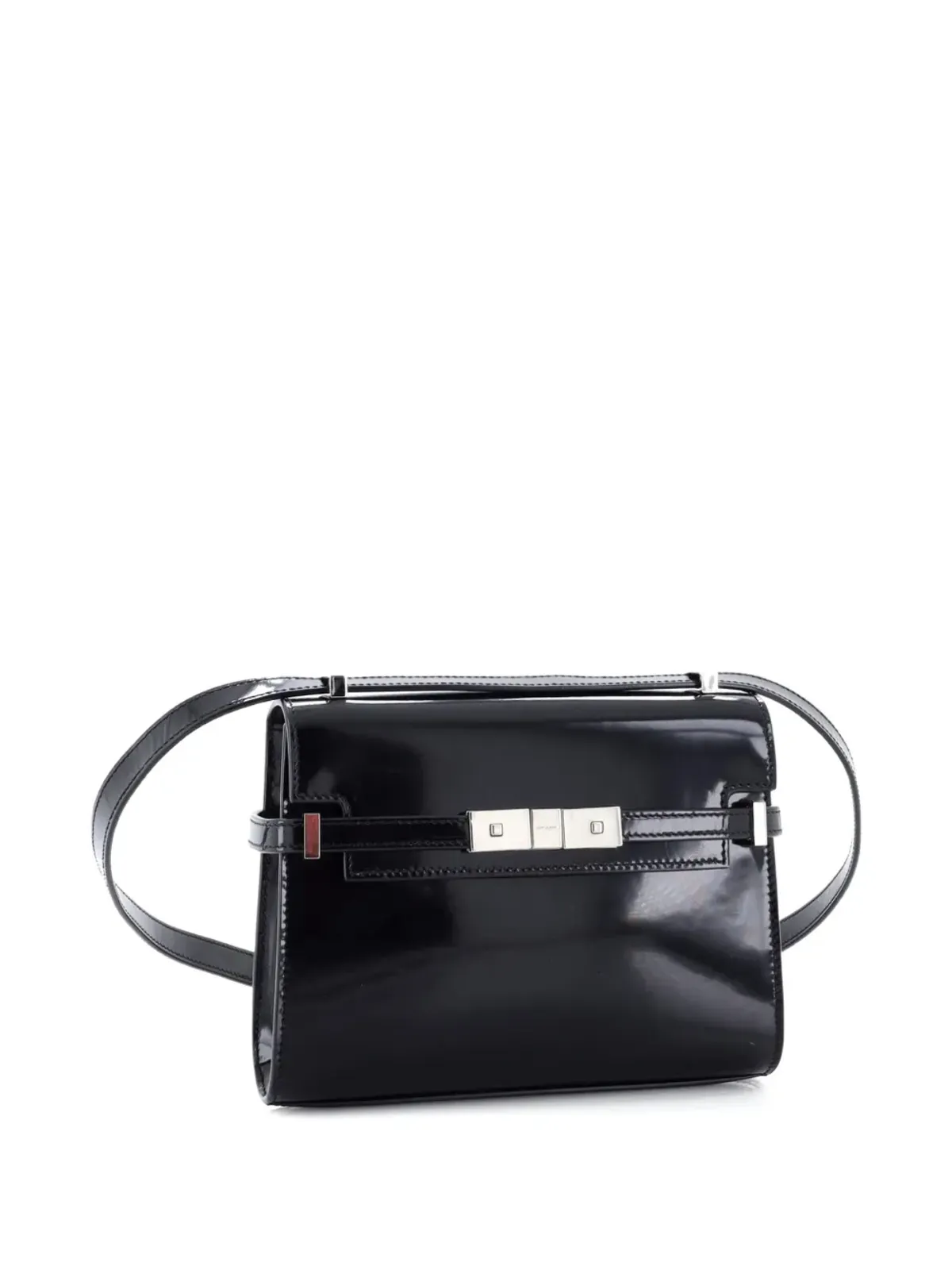 Saint Laurent ビンテージ マンハッタン ショルダーバッグ レザー ミニ クロスボディバッグ ブラック - 画像3