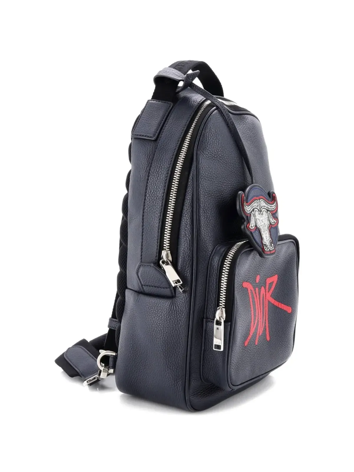 Christian Dior Vintage Shawn Stussy Crossbody Printed Leather backpack - Blue - 画像3