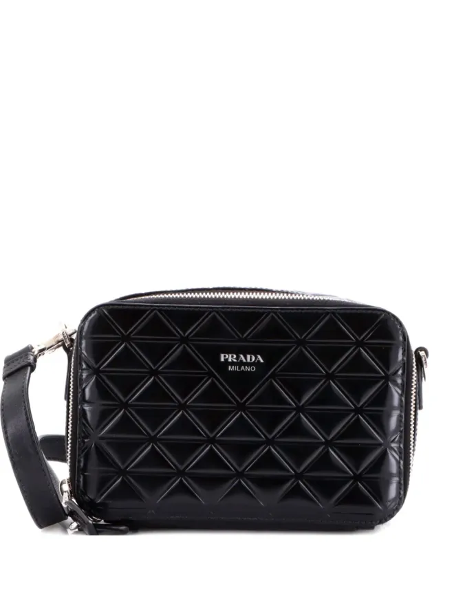 Prada Pre-Owned Prada Pre-Owned ブリック カメラエンボスレザー クロスボディバッグ - ブラックの商品画像