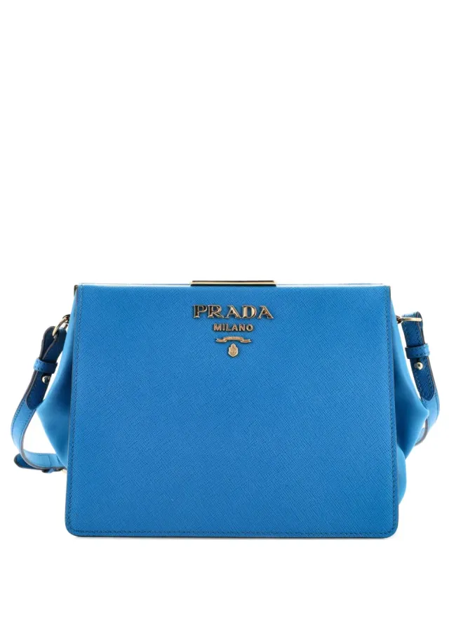 Prada Pre-Owned Prada Pre-Owned ライトフレームショルダーバッグ サフィアーノレザー ブルーの商品画像