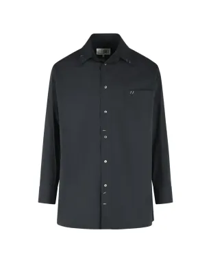 MM6 Maison Margiela ポイントカラー・ステープルディテール シャツ ブラック - サムネイル1