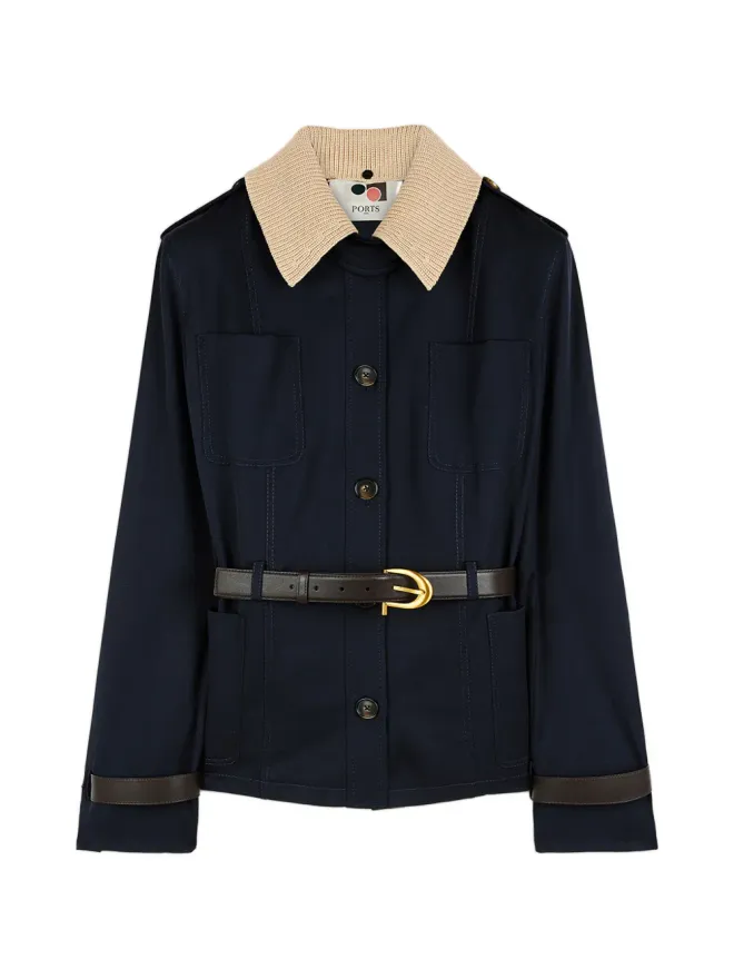 Ports 1961 Ports 1961 ベルト付きリブ襟ジャケットの商品画像