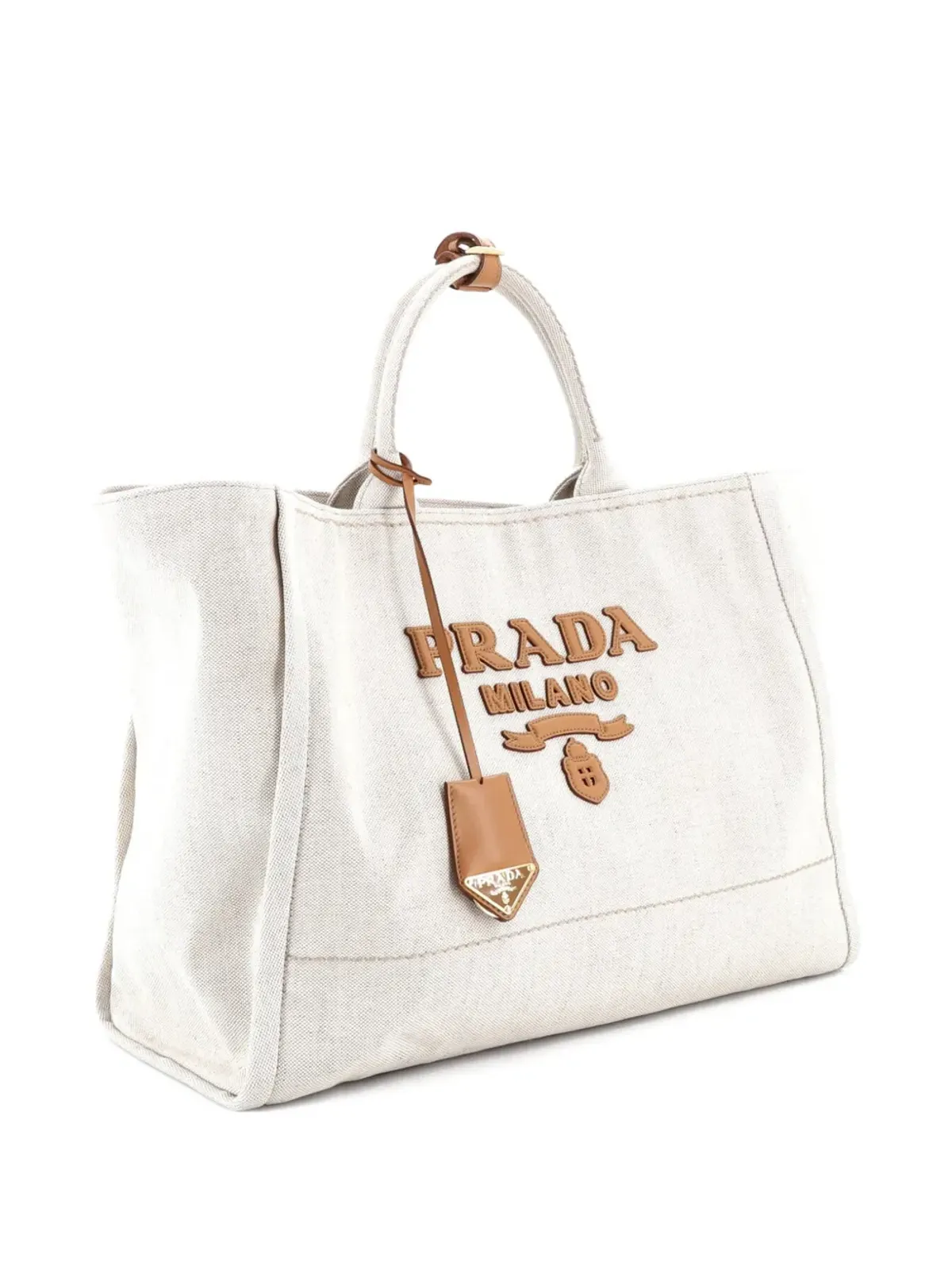 Prada Pre-Owned ロゴ入りリネンブレンド大型トートバッグ - Neutrals - 画像3