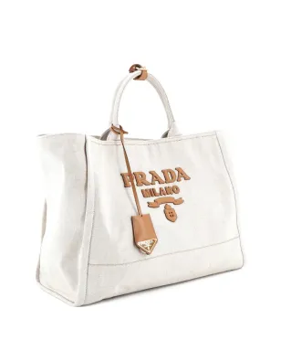Prada Pre-Owned ロゴ入りリネンブレンド大型トートバッグ - Neutrals - サムネイル3