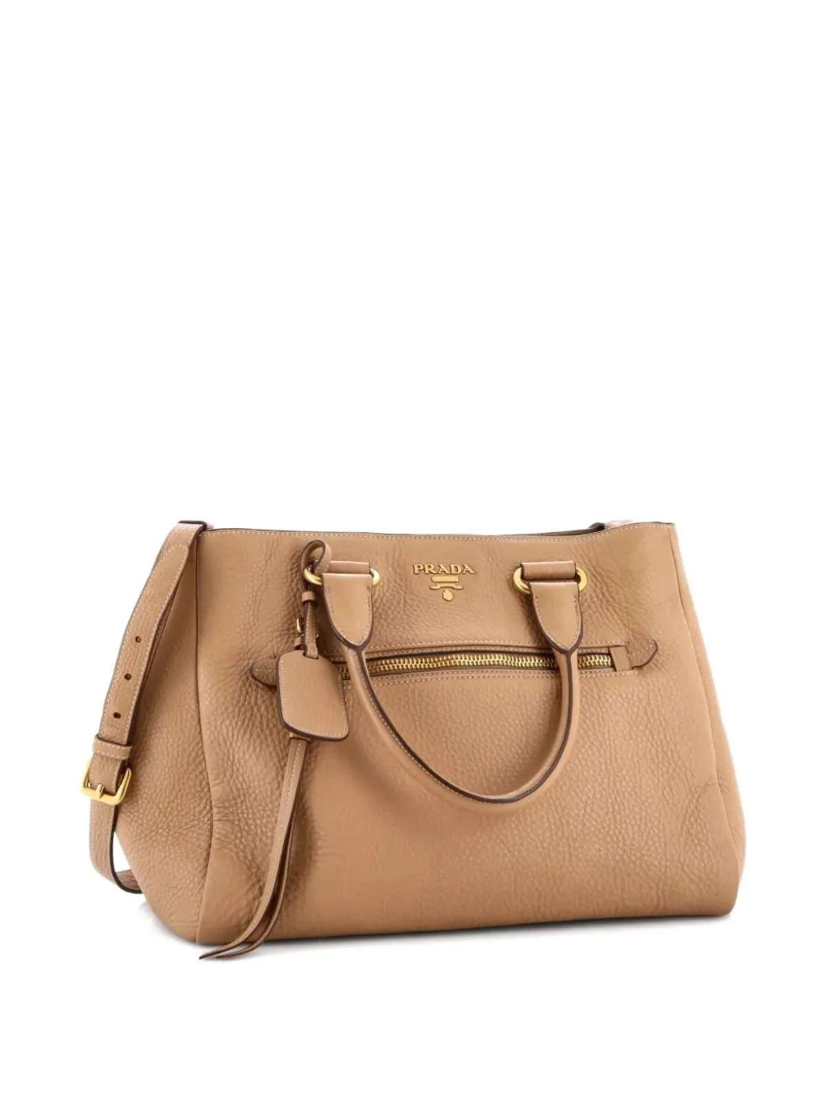 Prada Pre-Owned フロントポケット コンバーチブル トート ヴィテロ・フェニックス ミディアム ショルダーバッグ ブラウン - 画像3