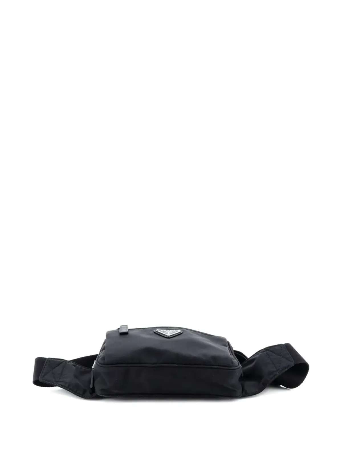 Prada Pre-Owned フロントポケット付きリーニョン×サフィアーノレザー ベルトバッグ - ブラック - 画像4