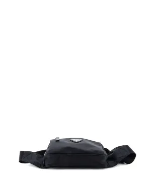 Prada Pre-Owned フロントポケット付きリーニョン×サフィアーノレザー ベルトバッグ - ブラック - サムネイル4