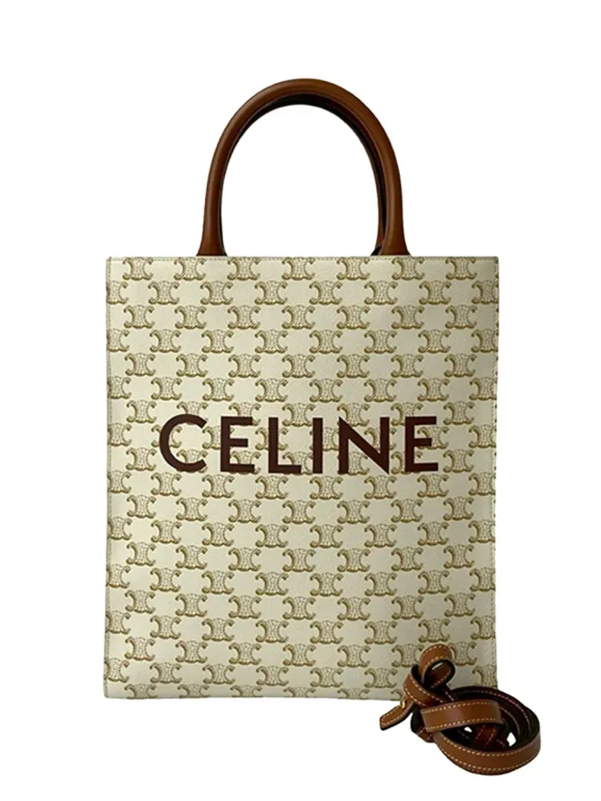 Celine Pre-Owned Celine Pre-Owned セリーヌ プリオウンド 2021年 スモール Triomphe コーテッドキャンバス 縦型 カバス・サッチェル - Whiteの商品画像