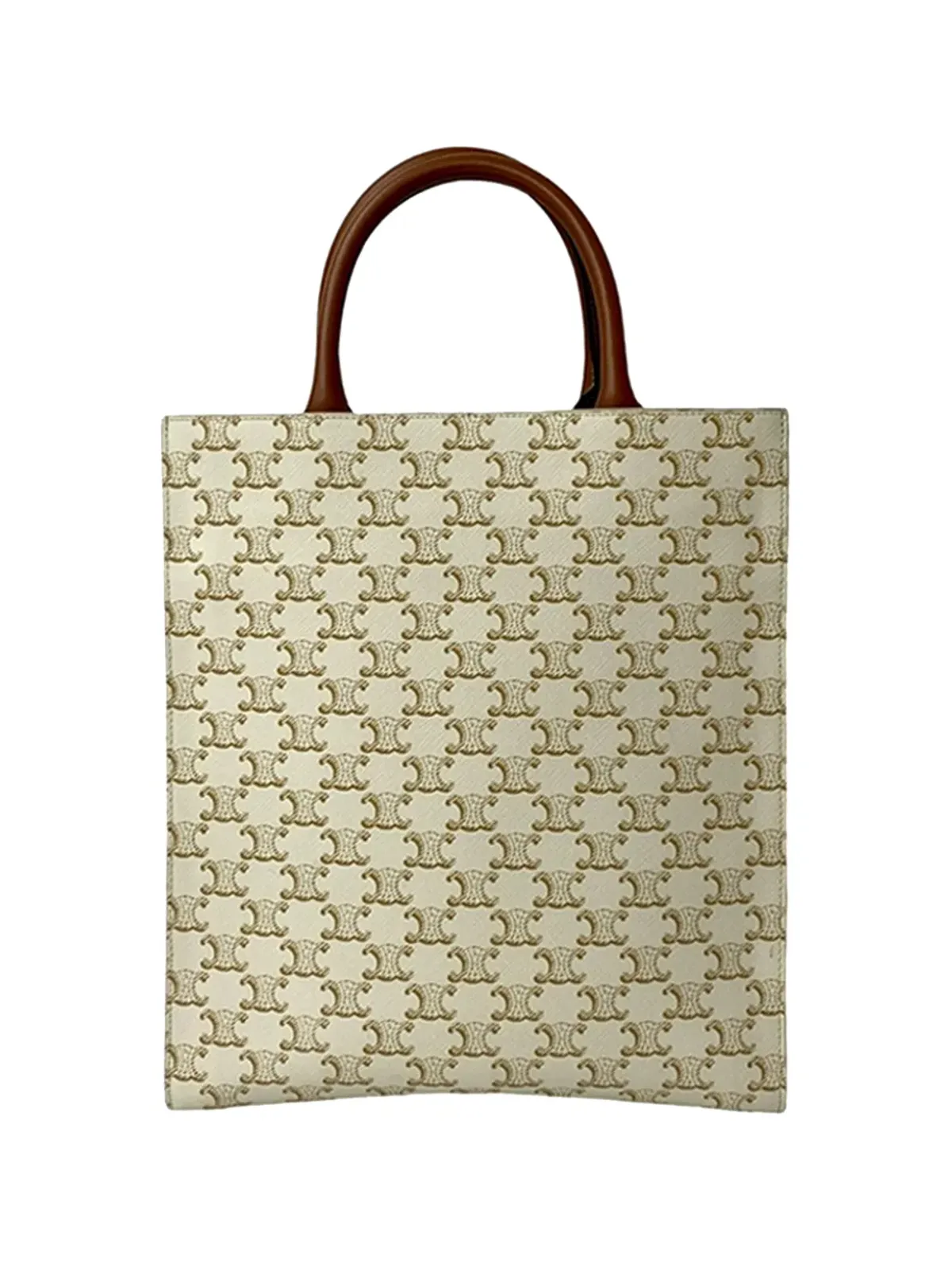 Celine Pre-Owned セリーヌ プリオウンド 2021年 スモール Triomphe コーテッドキャンバス 縦型 カバス・サッチェル - White - 画像5