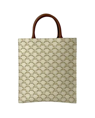 Celine Pre-Owned セリーヌ プリオウンド 2021年 スモール Triomphe コーテッドキャンバス 縦型 カバス・サッチェル - White - サムネイル5