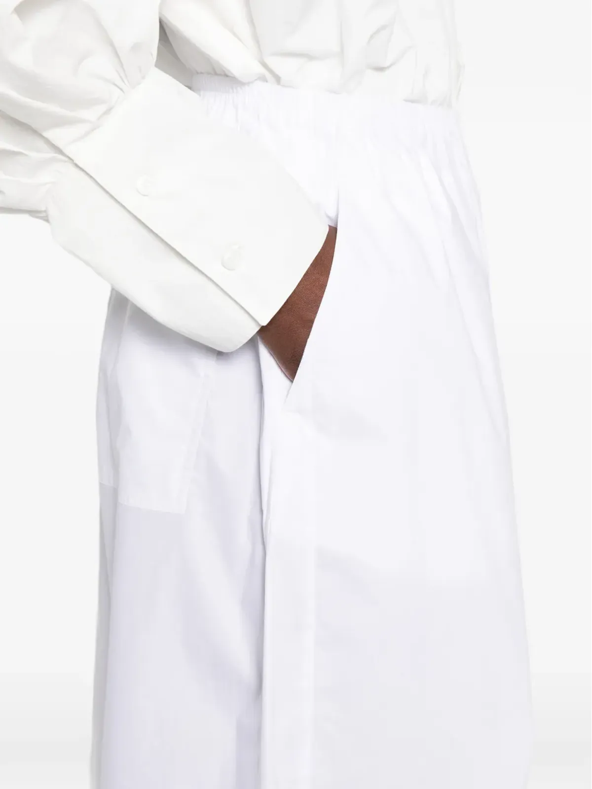 THELATEST Dora elasticated-waist palazzo pants - White - 画像5