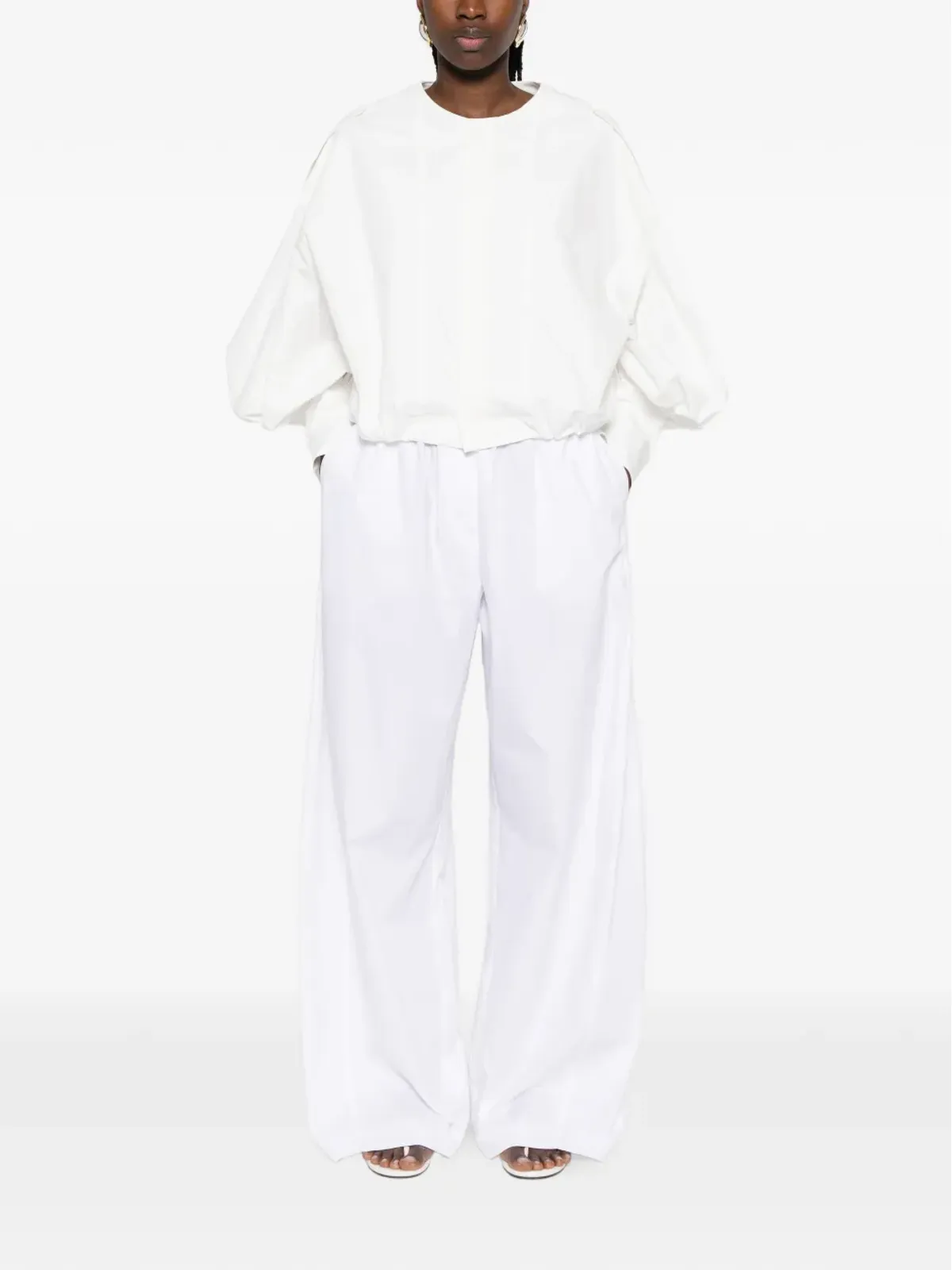 THELATEST Dora elasticated-waist palazzo pants - White - 画像2