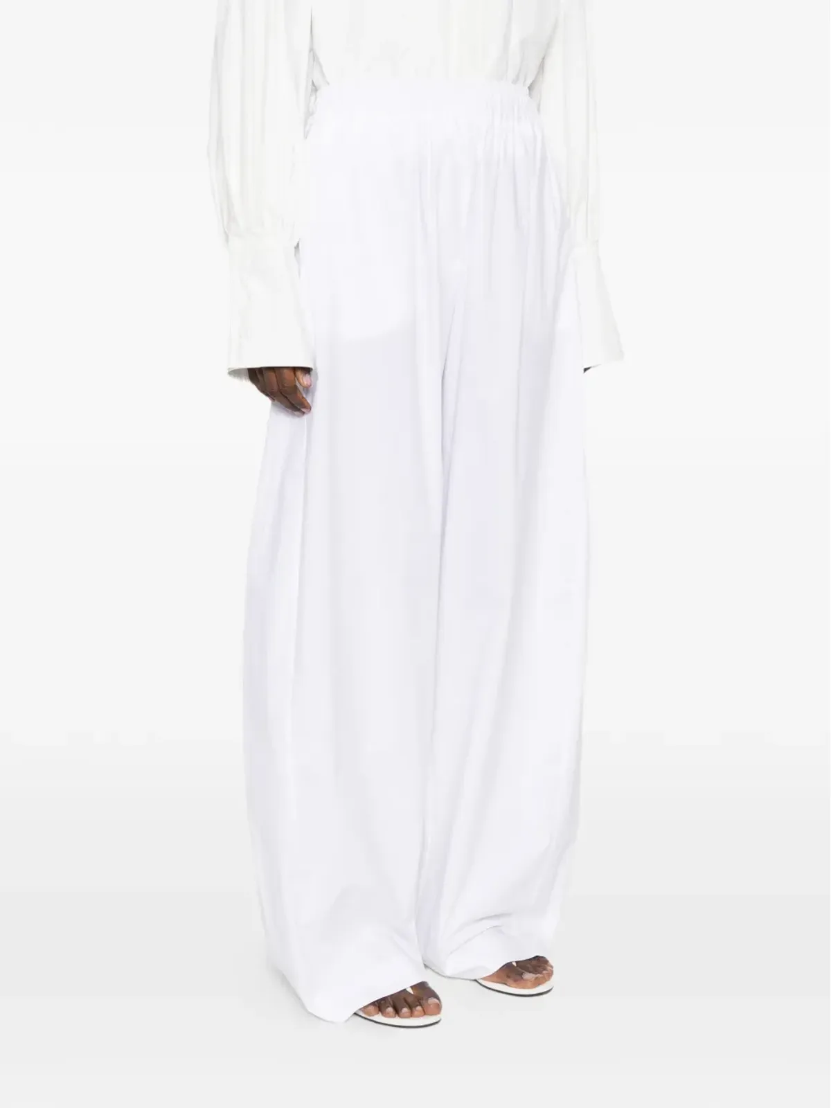 THELATEST Dora elasticated-waist palazzo pants - White - 画像3