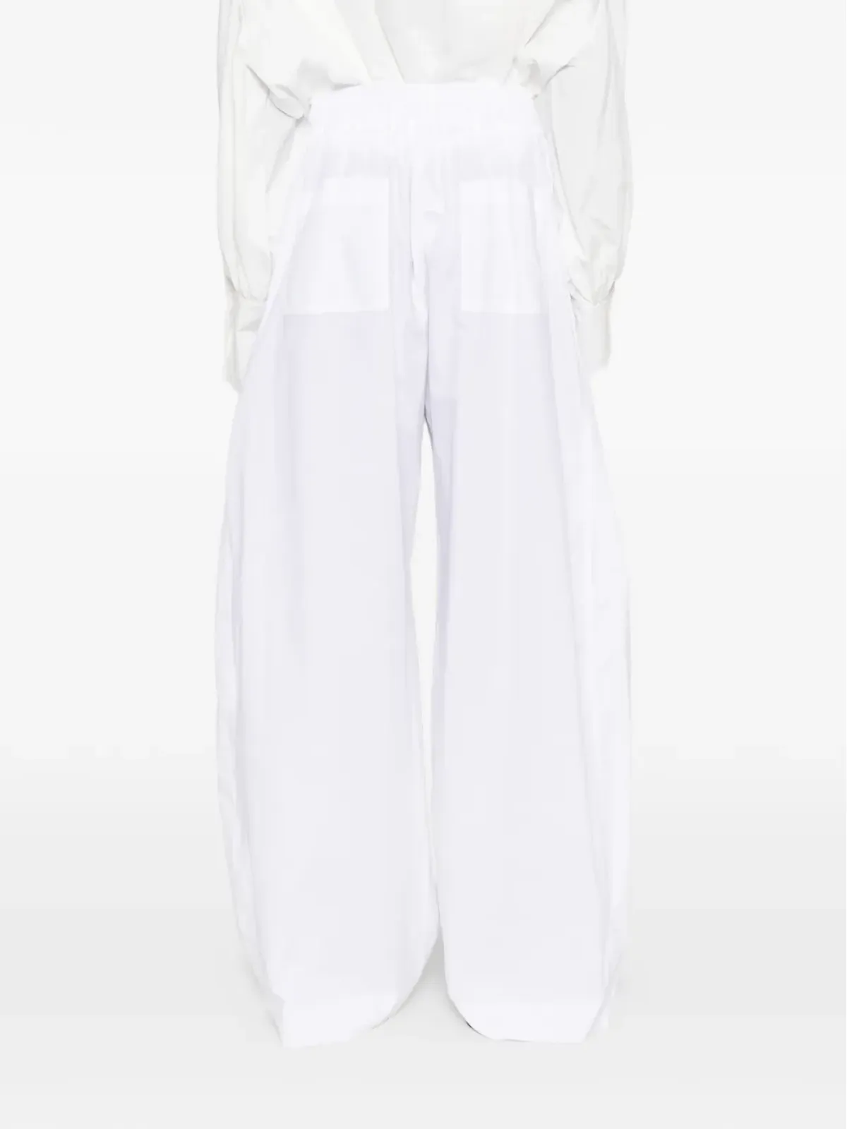 THELATEST Dora elasticated-waist palazzo pants - White - 画像4