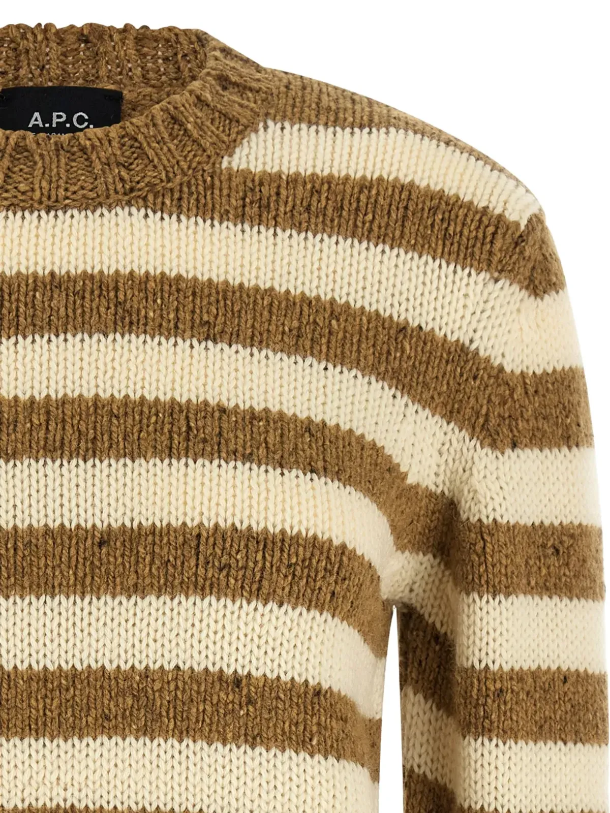 A.P.C. striped crew-neck knitted sweater - Brown - 画像3