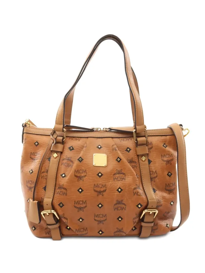 MCM Pre-Owned MCM ビンテージ Visetosスタッズショルダーバッグ（ブラウン）の商品画像