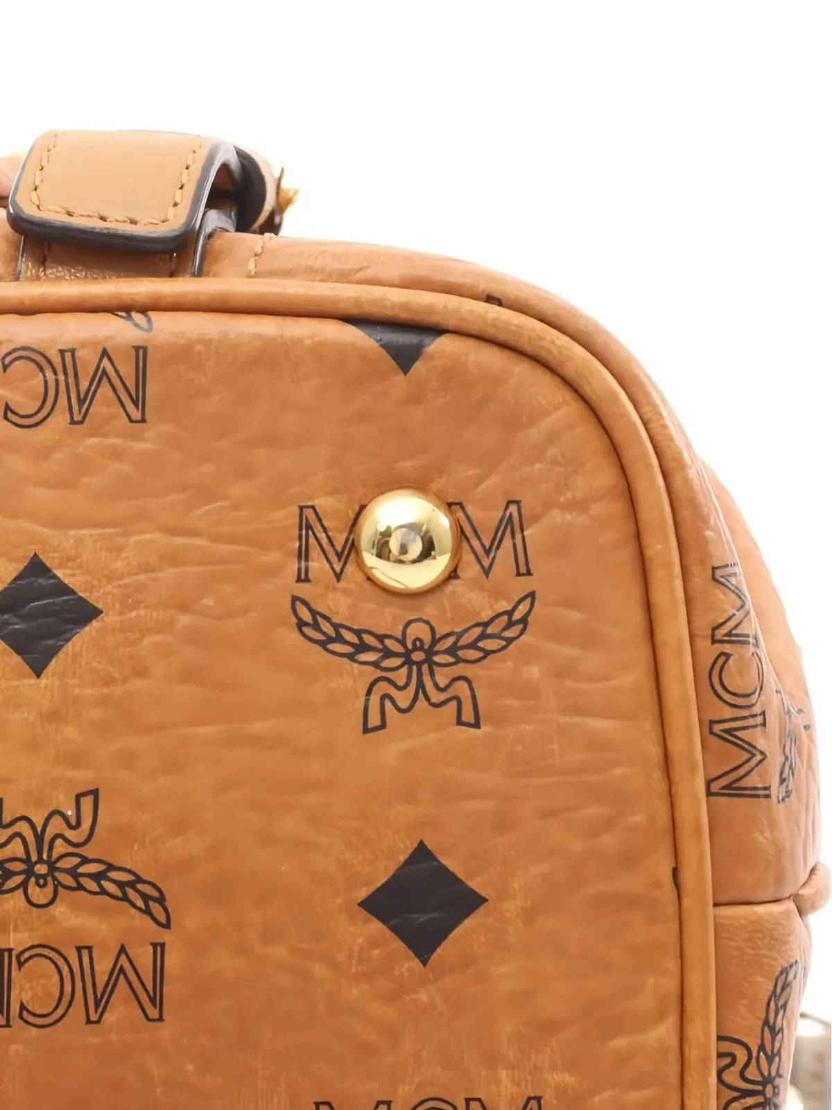MCM ビンテージ Visetosスタッズショルダーバッグ（ブラウン） - 画像5