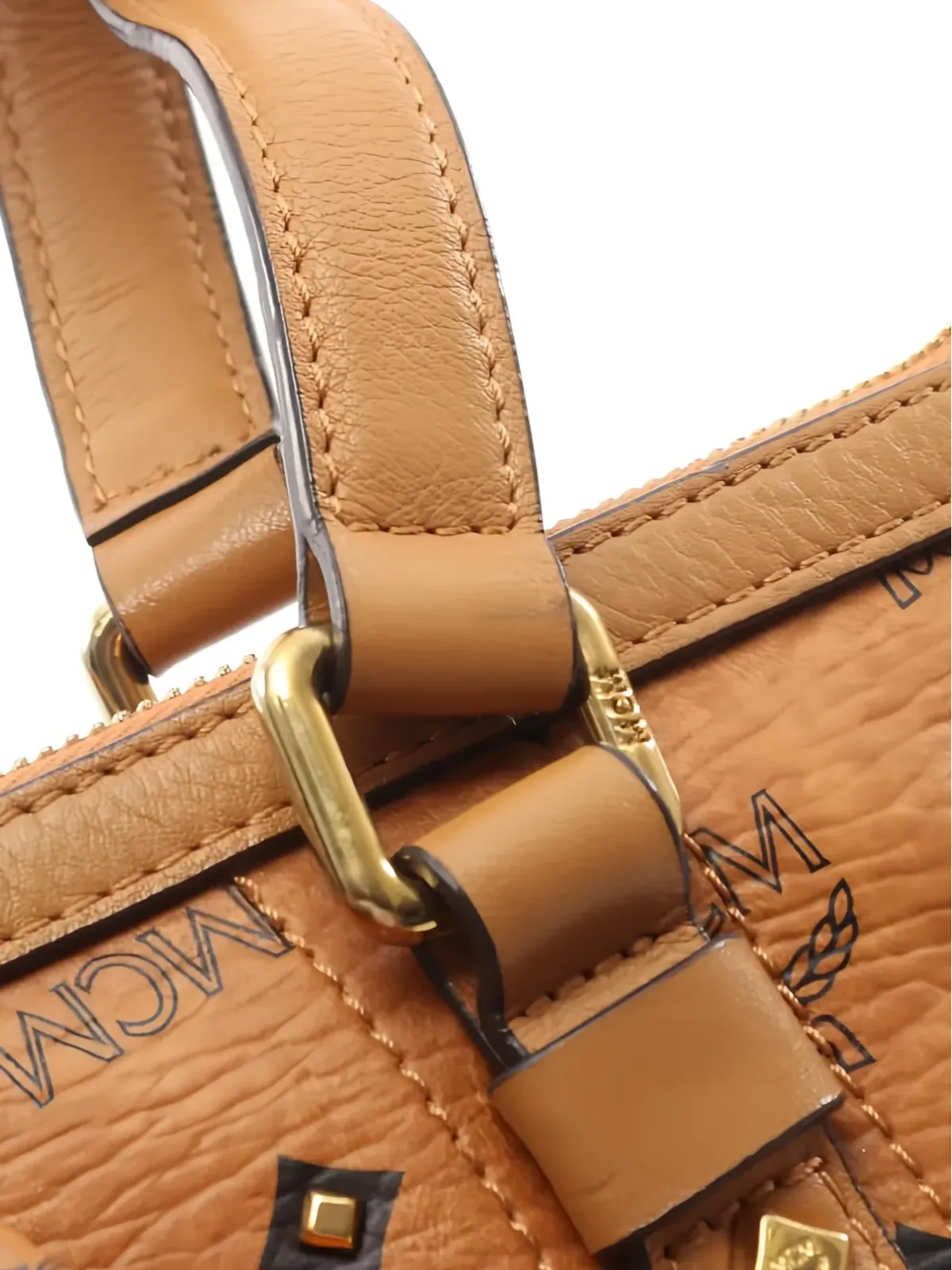 MCM ビンテージ Visetosスタッズショルダーバッグ（ブラウン） - 画像3