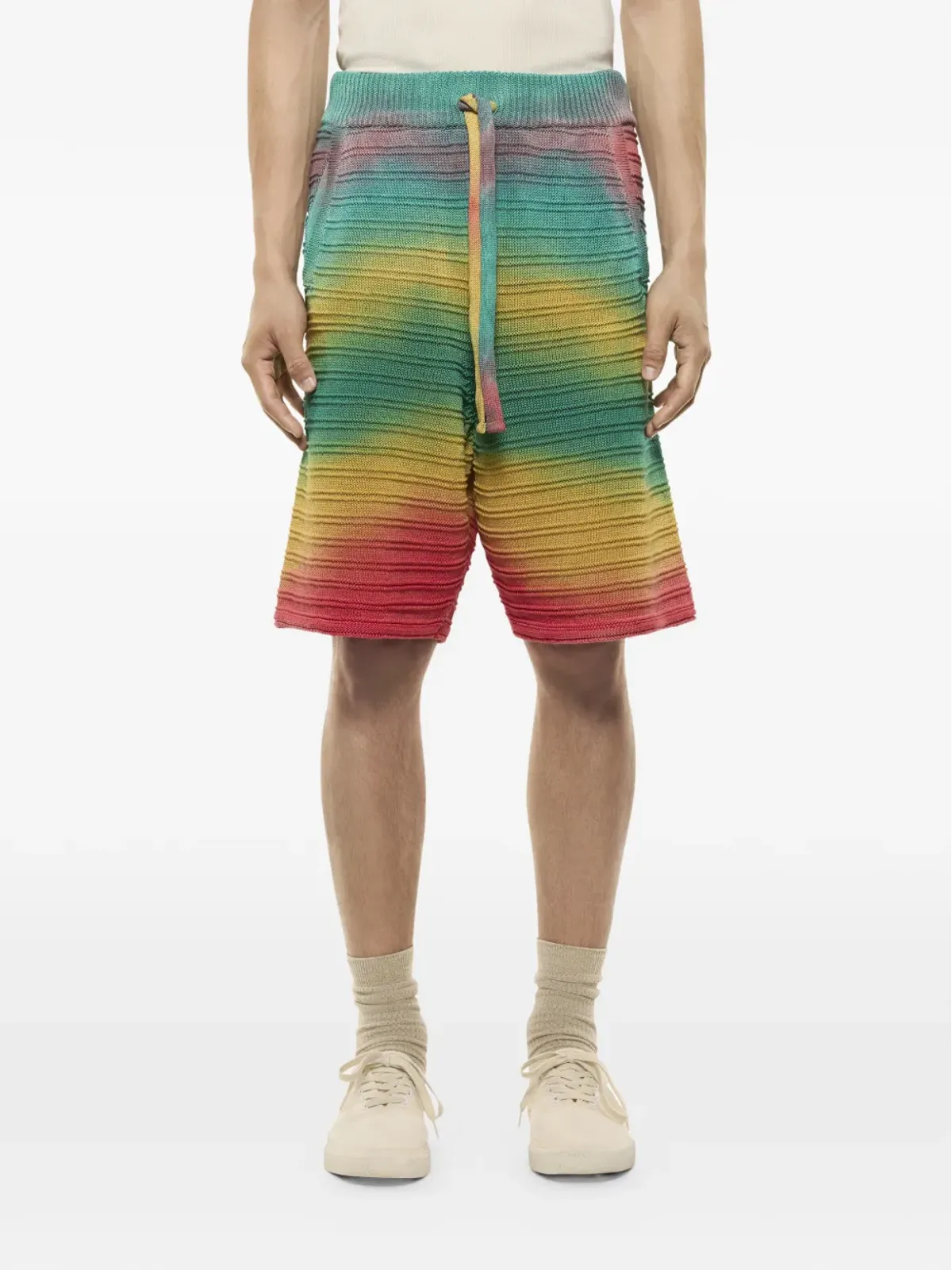 Laneus knitted drawstring shorts - Green - 画像2