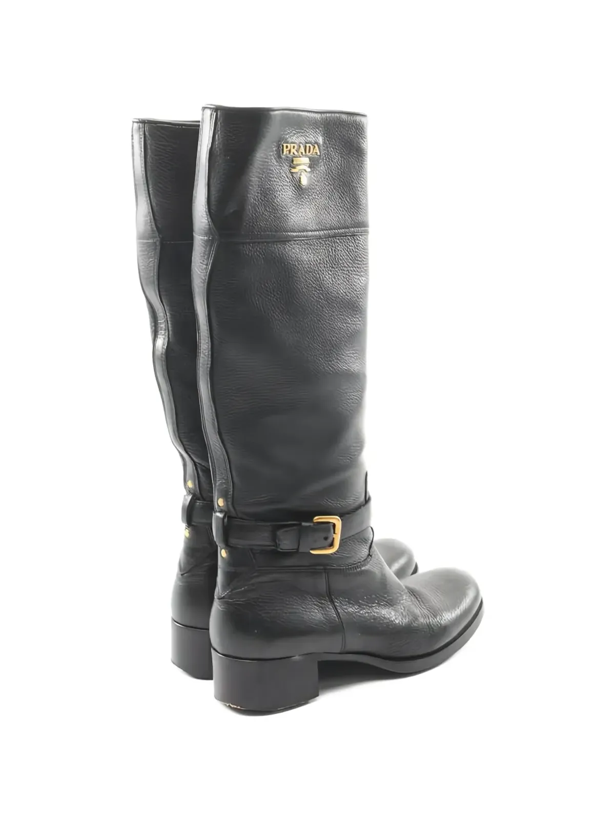 Prada Pre-Owned 2000s バックル付きレザーブーツ - 画像3