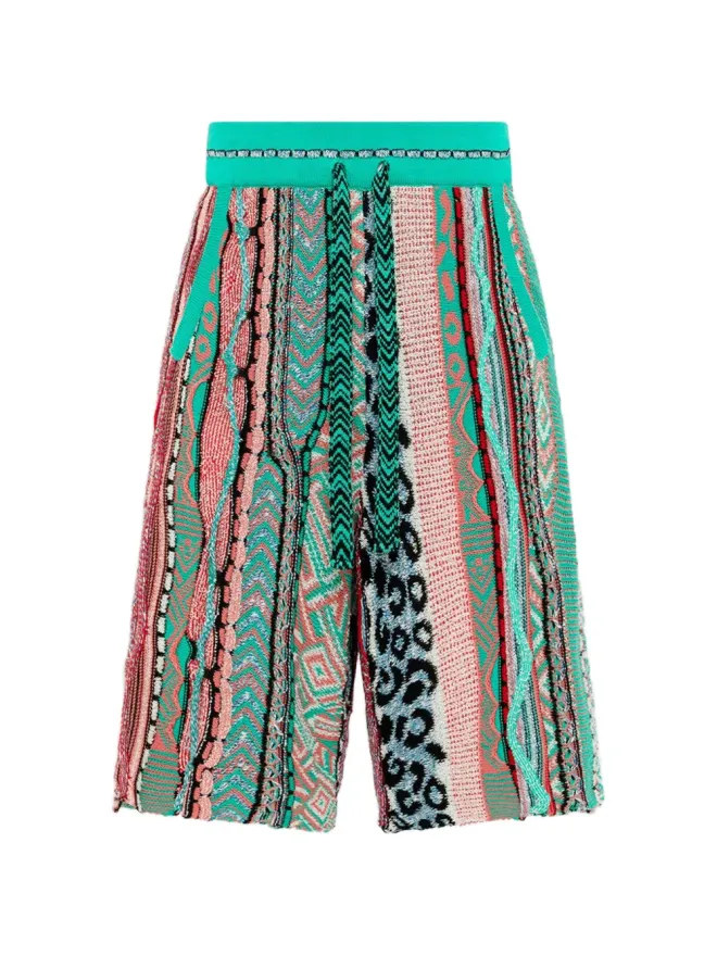 Laneus Laneus knitted patterned shorts - Greenの商品画像
