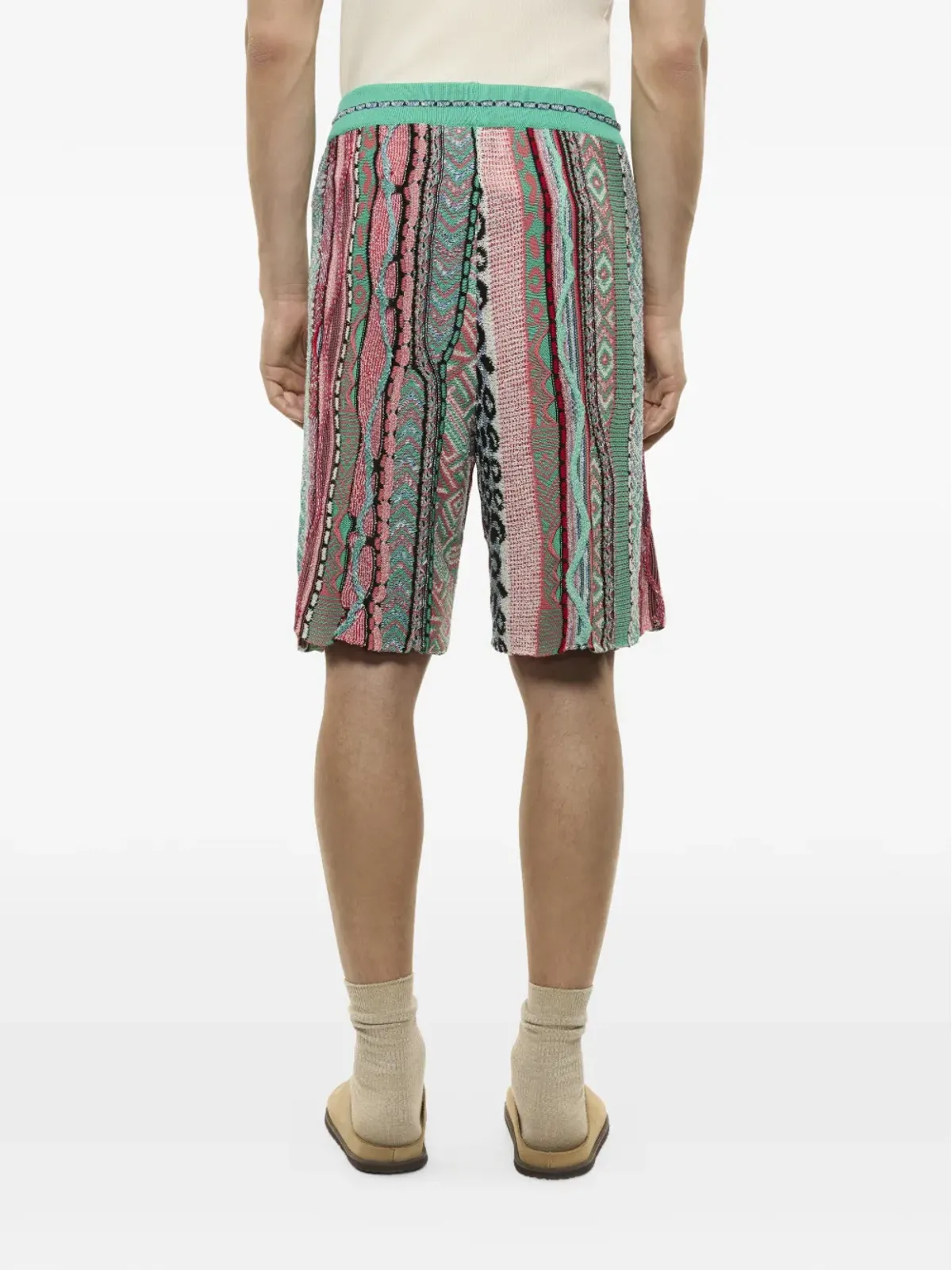 Laneus knitted patterned shorts - Green - 画像3