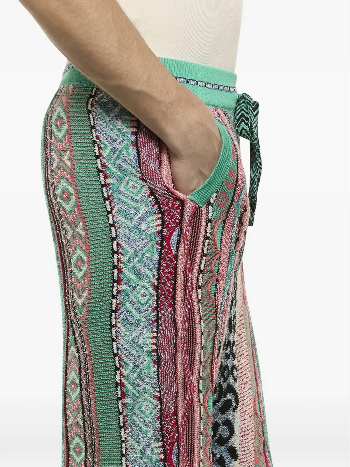 Laneus knitted patterned shorts - Green - 画像4
