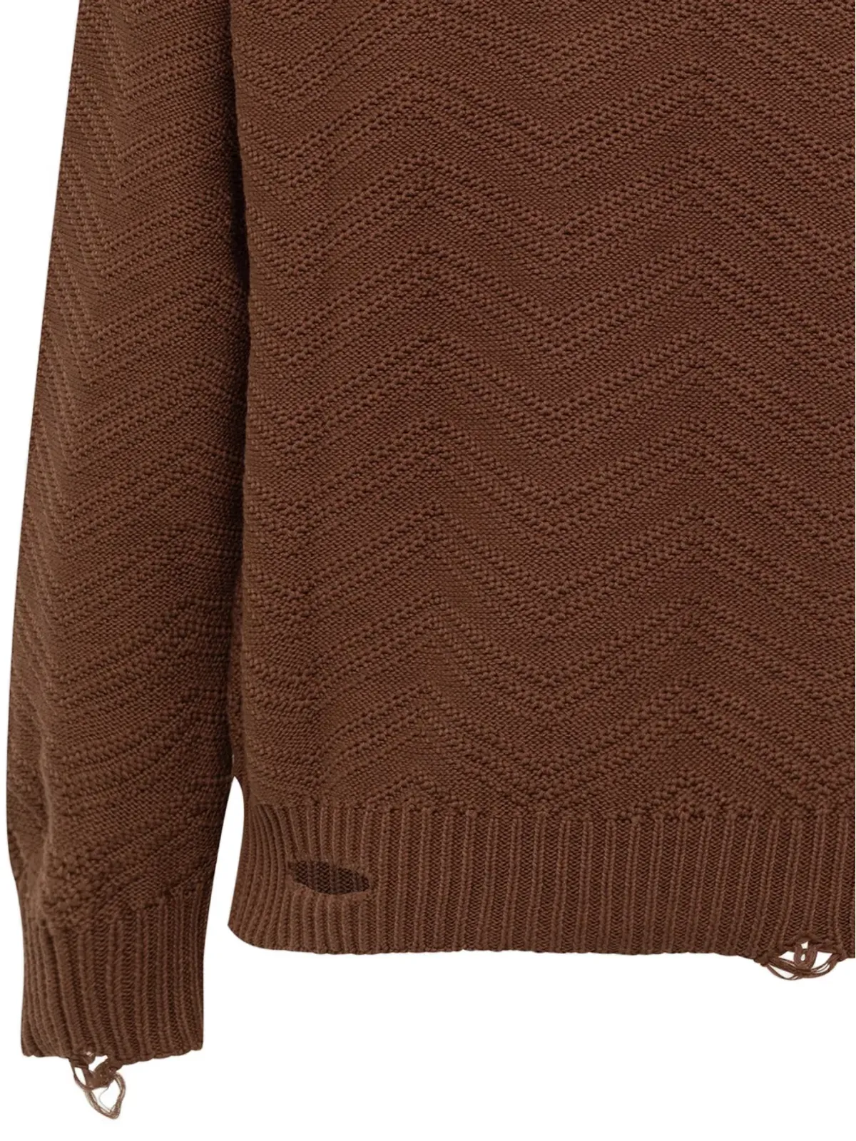 Laneus distressed v-neck jumper - Brown - 画像3