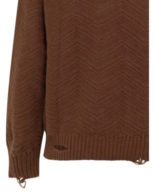 Laneus distressed v-neck jumper - Brown - サムネイル3