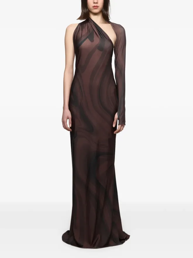 Atu Body Couture Atu Body Couture 片肩カットアウト付きマキシドレス - ブラウンの商品画像