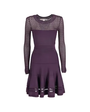 Diane Von Furstenberg Vintage 紫色の透け感レース長袖ミニドレス - サムネイル1