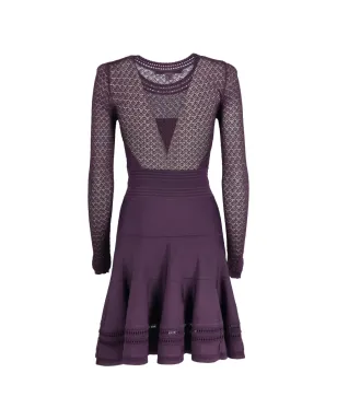 Diane Von Furstenberg Vintage 紫色の透け感レース長袖ミニドレス - サムネイル2