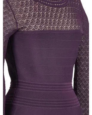 Diane Von Furstenberg Vintage 紫色の透け感レース長袖ミニドレス - サムネイル3