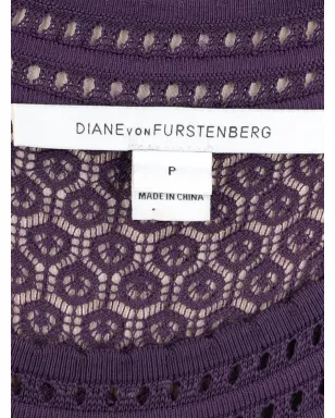 Diane Von Furstenberg Vintage 紫色の透け感レース長袖ミニドレス - サムネイル4