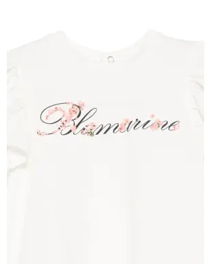 Miss Blumarine フリルスリーブ ロゴプリント トップ - サムネイル3