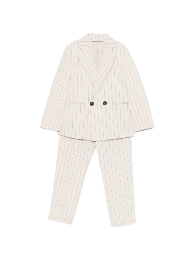 Paolo Pecora Kids Paolo Pecora Kids ピンストライプのシングルブレストスーツ（ベージュ系）の商品画像