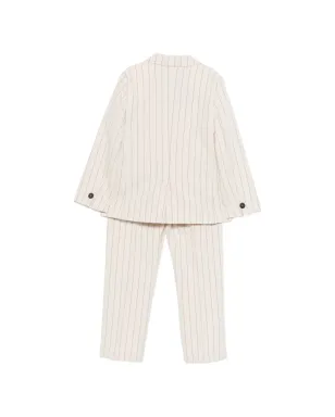 Paolo Pecora Kids ピンストライプのシングルブレストスーツ（ベージュ系） - サムネイル2