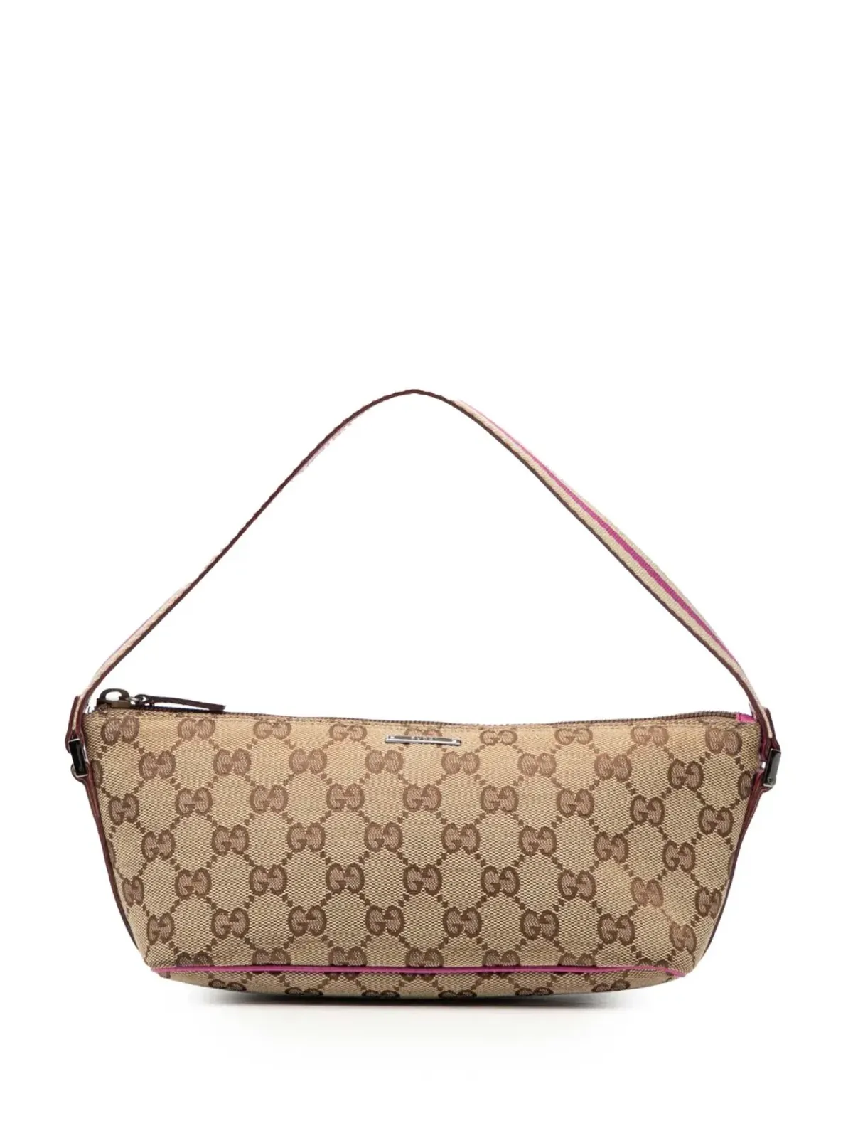 Gucci ビンテージ GGキャンバス ウェブ ボートショルダーバッグ ブラウン - 画像1