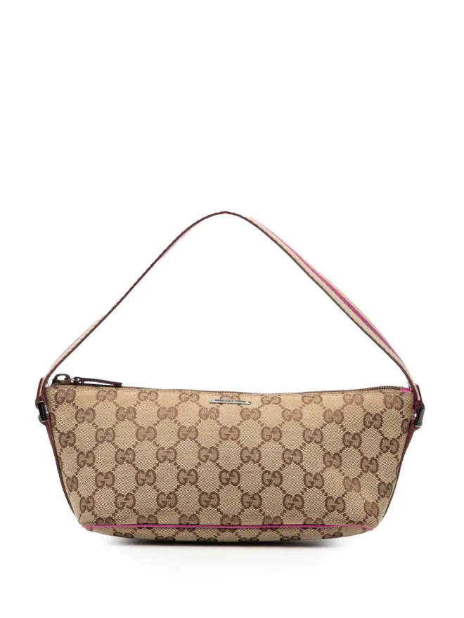 Gucci Pre-Owned Gucci ビンテージ GGキャンバス ウェブ ボートショルダーバッグ ブラウンの商品画像