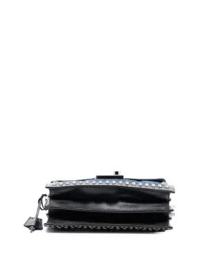 Prada ビンテージ スタッズ付きデニム サウンドロック クロスボディバッグ - ブルー - サムネイル4