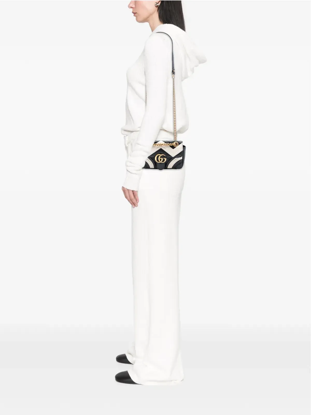 Gucci Pre-Owned GG Marmont マテラッセ レザー ショルダーバッグ ブラック - 画像2