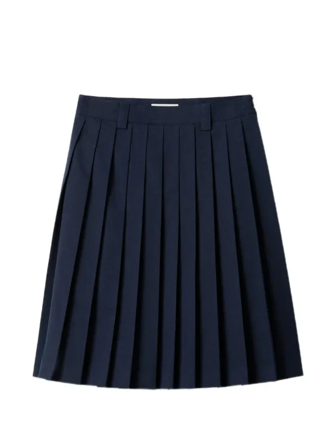 Miu Miu Miu Miu プリーツ ロゴ刺繍 ミディスカート - ブルーの商品画像