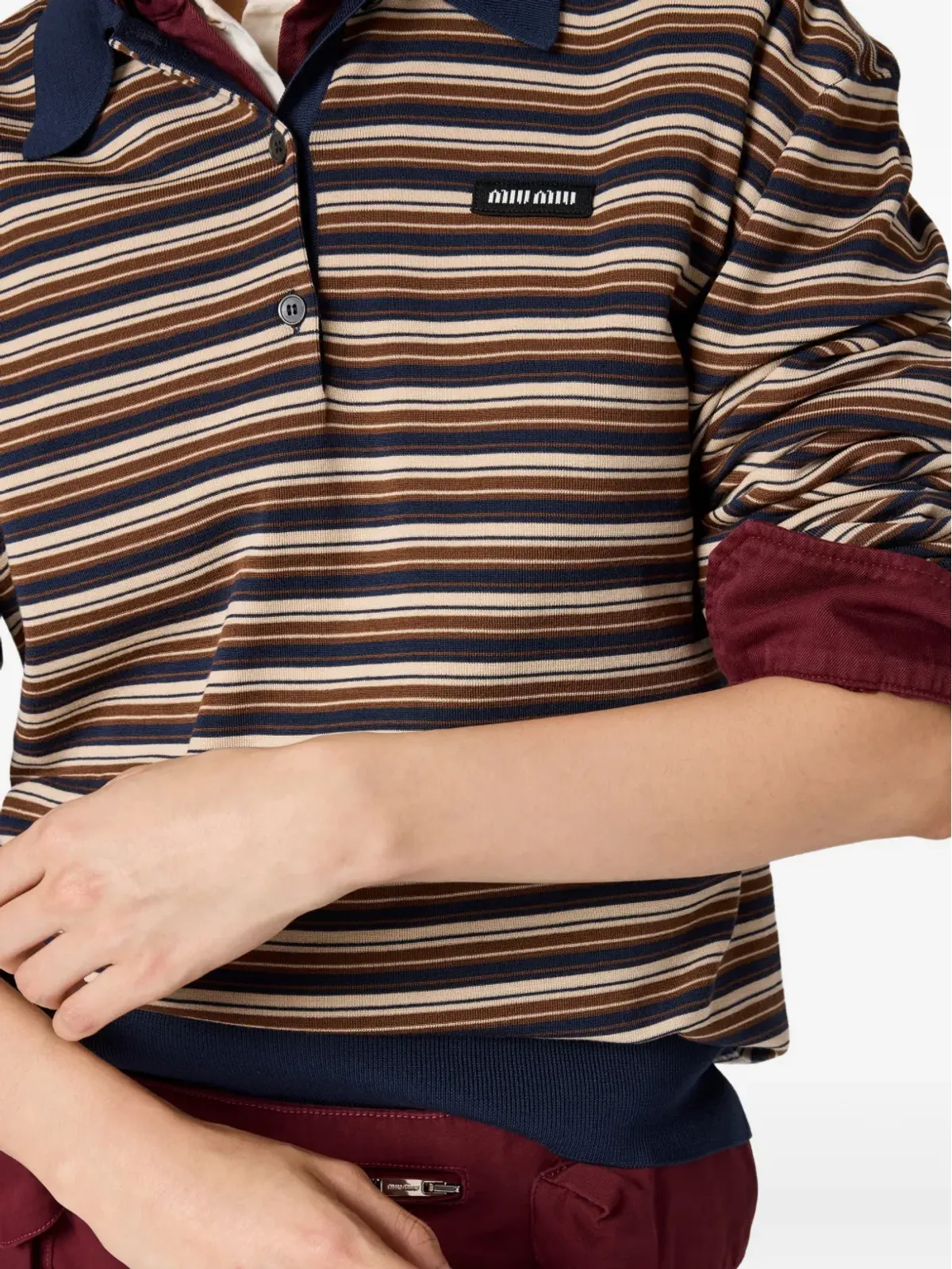 Miu Miu ストライプポロトップ - 画像5