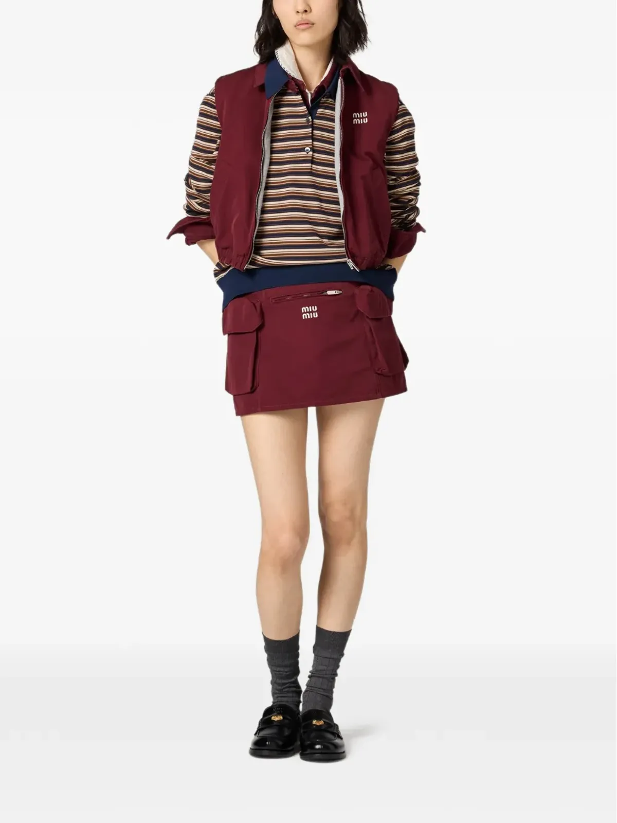 Miu Miu ストライプポロトップ - 画像2