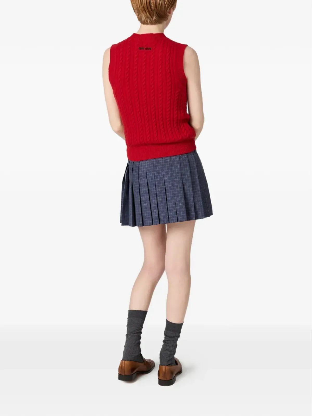 Miu Miu ケーブルニット ロゴ ベスト - 画像3